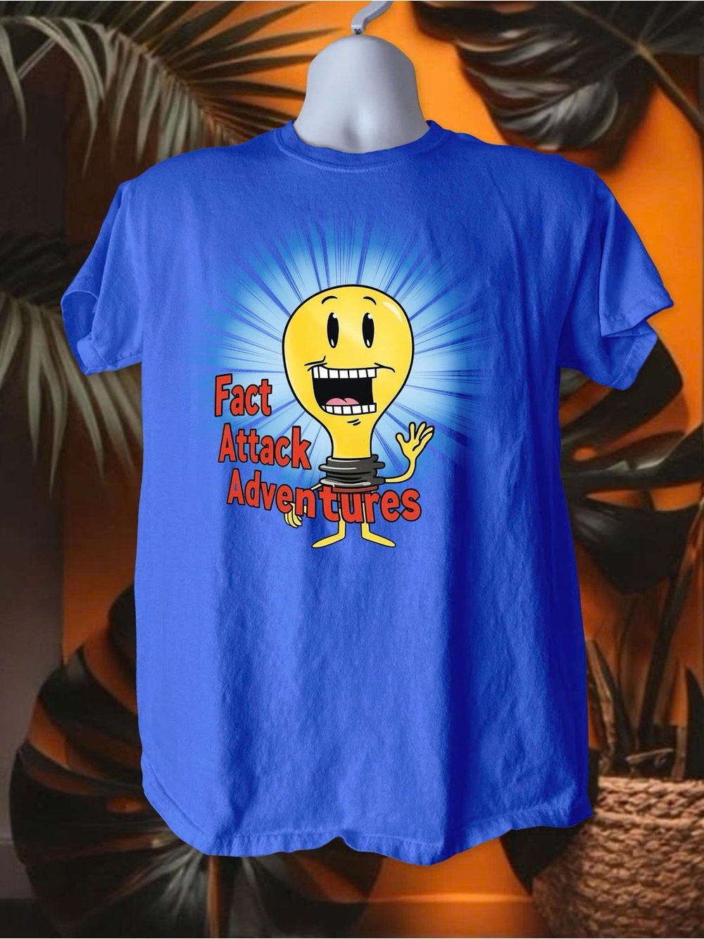 Vintage Fact Attack Adventures Graphic Tee - Royal Blue Streetwear Y2K style